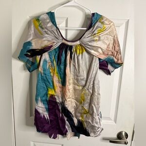 Ted Baker Teal and Purple Abstract Blouse